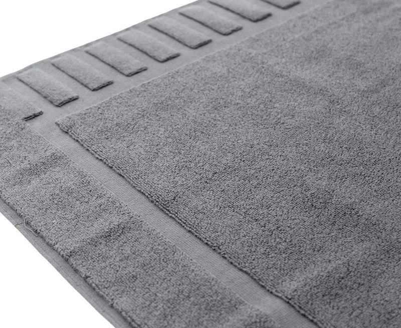 White Classic Luxury Bath Mat Floor Towel Set - Absorbent Cotton Hotel Spa Shower/Bathtub Mats [Not a Bathroom Rug] 22"x34" | 2 Pack | Gray/White - Image 2